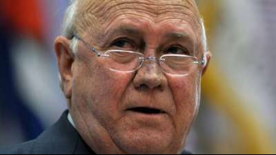 Fr&uuml;herer s&uuml;dafrikanischer Pr&auml;sident De Klerk an Krebs erkrankt