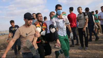 Israelische Soldaten schie&szlig;en auf Demonstranten am Grenzzaun zum Gazastreifen
