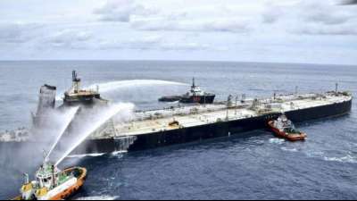 Feuer an Bord von verunglücktem Öl-Tanker vor Sri Lanka erneut ausgebrochen