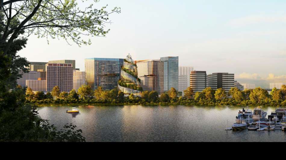 Eine 22 Stockwerke hohe, von außen begehbare Doppelhelix 