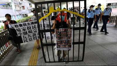 Demonstrant in Hongkong wegen Protest-Slogans der Prozess gemacht