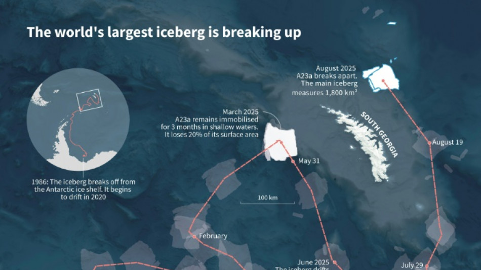 Once king of the seas, a giant iceberg is finally breaking up