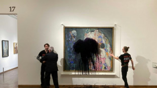 Klimaaktivisten schütten schwarze Flüssigkeit auf Klimt-Gemälde in Wien