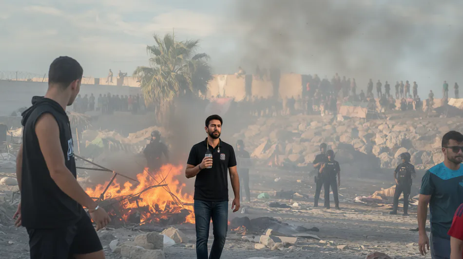 Tercera jornada de protestas en Ceuta: vecinos queman asentamiento inmigrante en la playa de Ben&iacute;tez