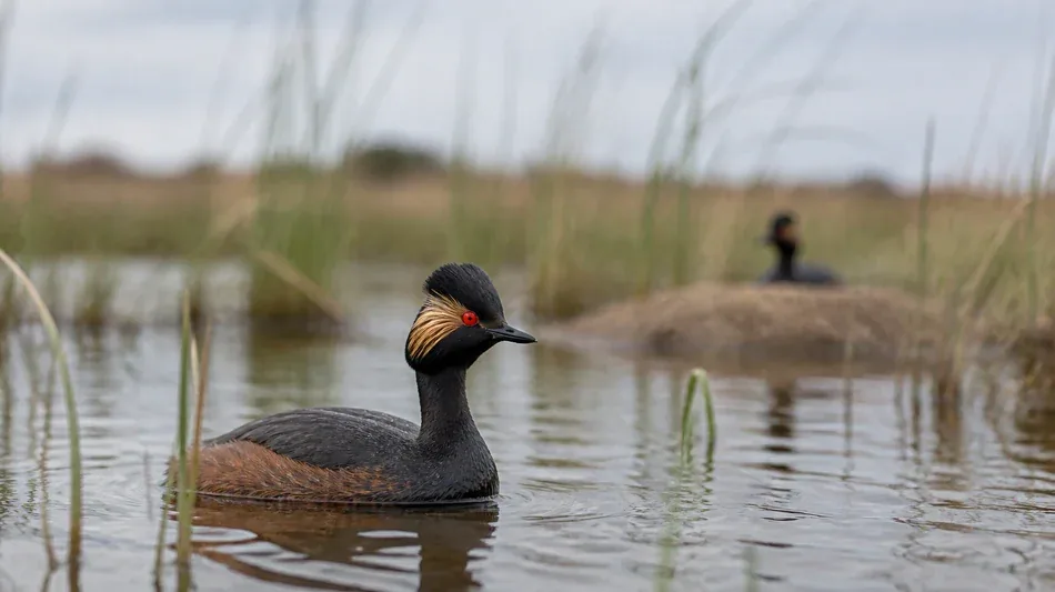 Restored Cheshire wetland becomes key UK breeding site for black-necked grebes